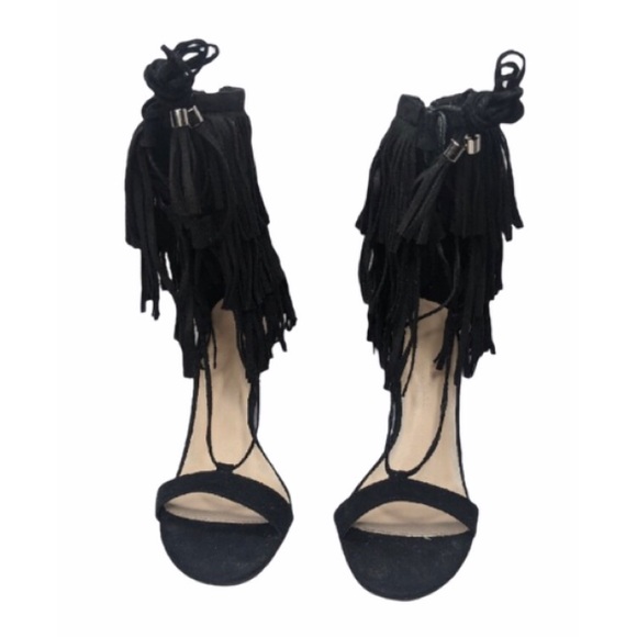 Black Fringe Heels From Go Jane - Picture 1 of 5